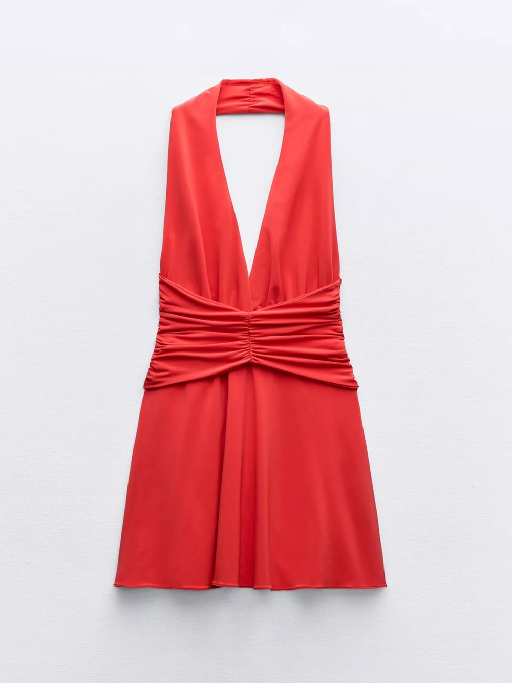 Zara Red Halter Twist-Front Mini Dress